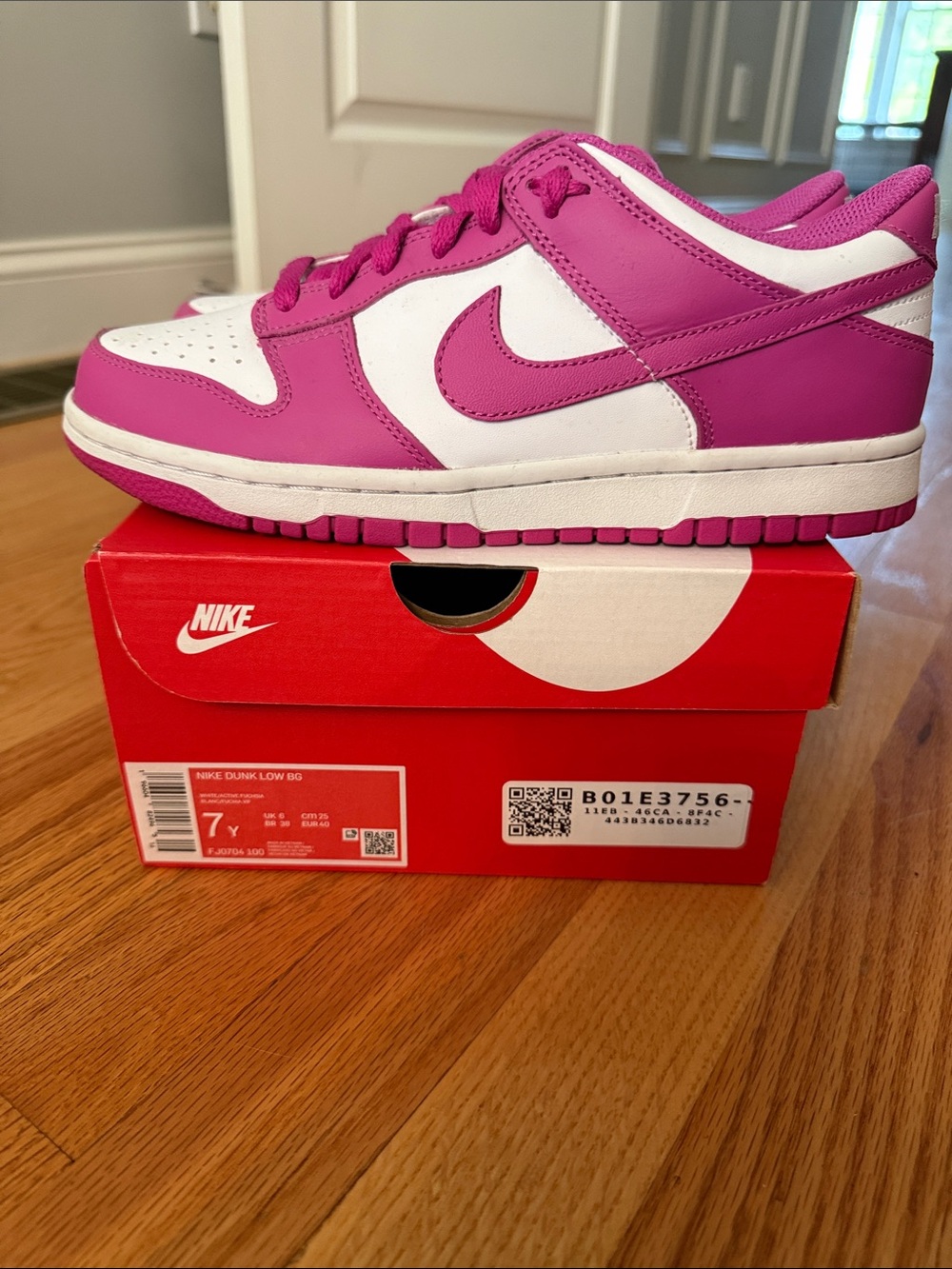 Nike Kids' Dunk Low Pink and White Sneakers
